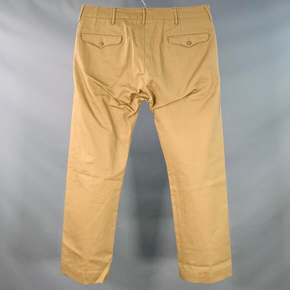 36 Camel Cotton Selvedge Twill Straight Button Fly Chino Casual Pants - Picture 2 of 6